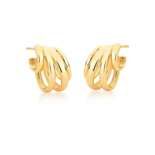 Brinco Meia Argola Quatro Voltas Ouro
