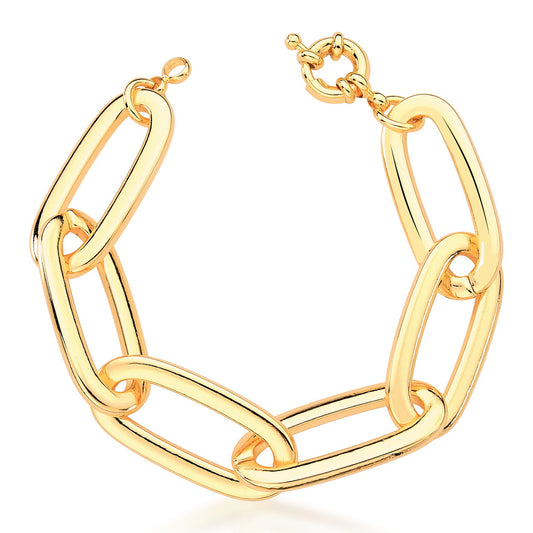 Pulseira com elos ovais lisos e fecho boia