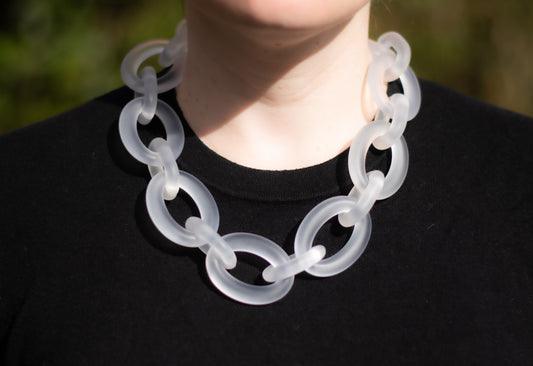 Colar Chain em resina fosca cristal